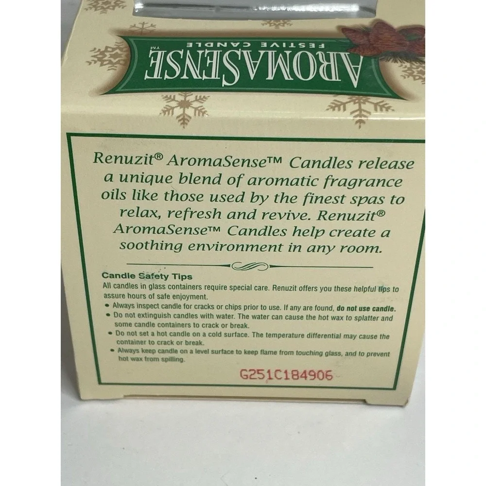 VTG Renuzit Aromasense  Plentiful Pine Glass Candle, 6.5 Oz NOS 2000